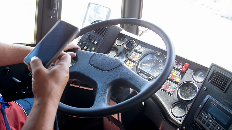 truck driver using a cell phone